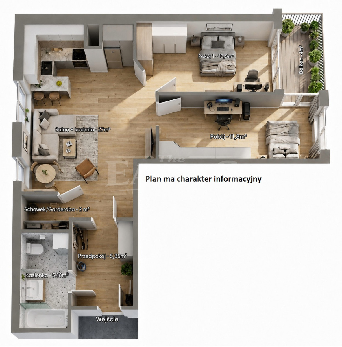 Sprzedaż-3 pokoje/ 64,67 m² z balkonem/Piaseczno