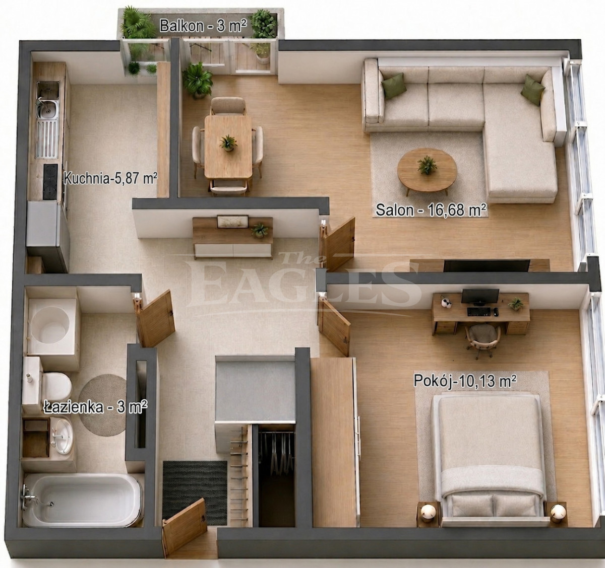 Sprzedaż-2 pokoje/ 42,50 m² z balkonem/Grochów
